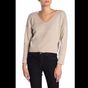 Line & Dot Vivi Sweater Knit V-Neck Crop Cuffed